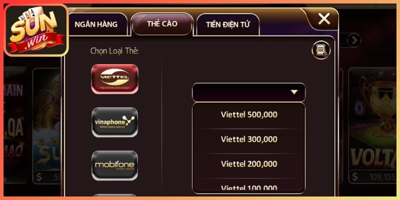 Phương thức nhận tiền được yêu thích tại Sunwin